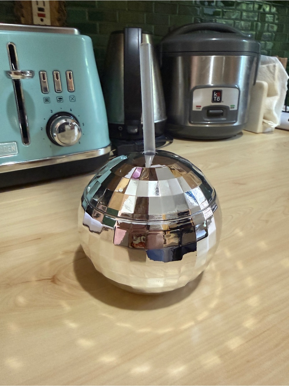 Silver Mirrored Disco Ball Cup